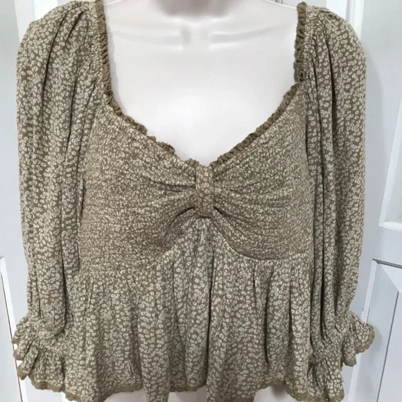 Free People Tan Floral Crop Top - Picture 6 of 14